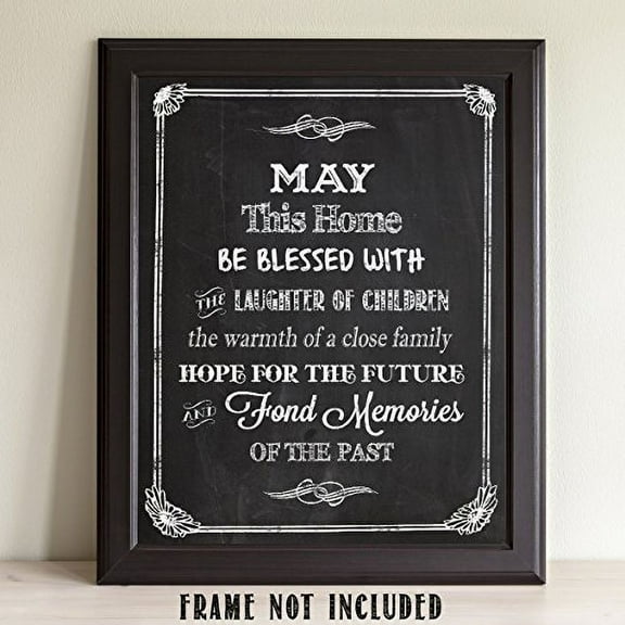 May This Home Be Blessed Chalkboard Look - 11 x 14 Unframed Typography Art Print