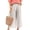 Beige, variant on Women's Cotton Linen Wide Leg Pants, Elastic Waist Cropped Culottes with Pockets, Summer Casual Loose Trousers Summer Beach Capri Pants for Daily Wear