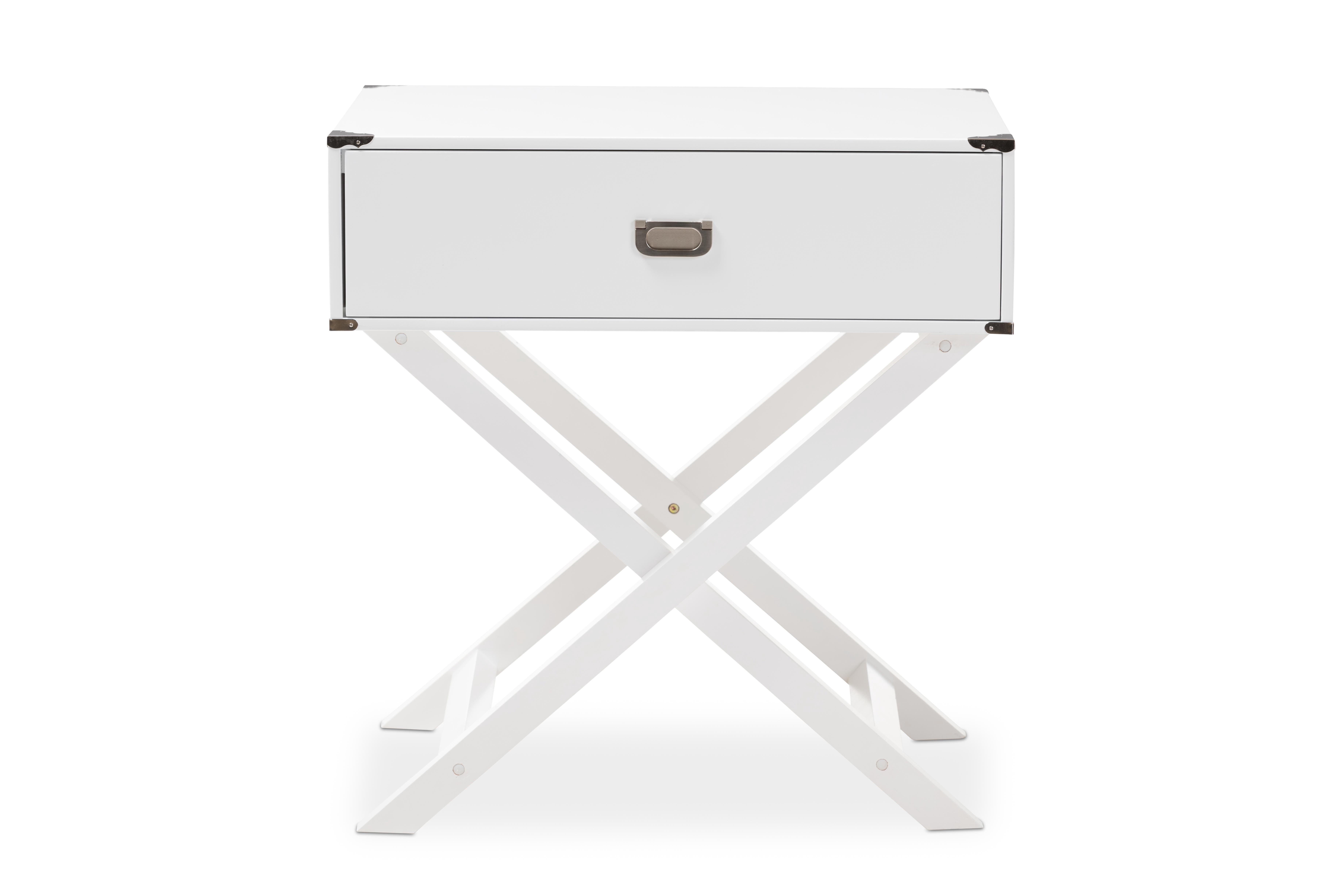 Baxton Studio Curtice Modern And Contemporary White 1-Drawer Wooden End Table