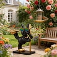 thumbnail image 4 of POLISE Spaces French Bulldog Bird Feeder, Whimsical Themed Decor with Black & Gold Color, 10.5 Inch Height Indoor/Outdoor Feeding Station, Decorative Sculpture with Feeding Tray, 4 of 7