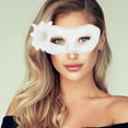 thumbnail image 5 of Unique Bargains 1 Pc Floral Lace Half Face Party Mask for Masquerade Party White, 5 of 5