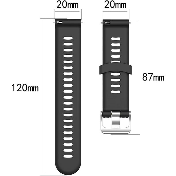 Compatible pour Garmin Forerunner 245/245M, bracelet de montre de  remplacement en silicone de 20 mm de largeur pour Garmin Forerunner 