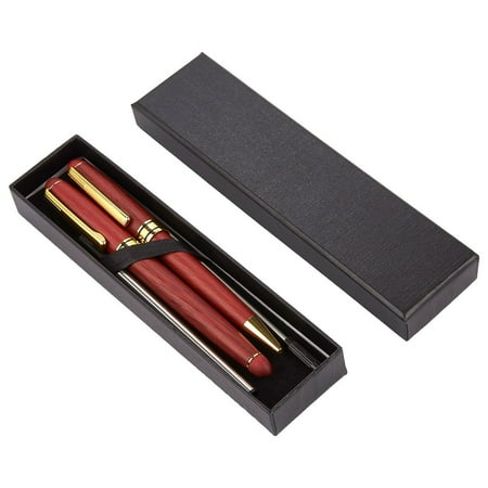 Pen Gift Set - Set of 2 Rosewood Luxury Ballpoint Pens for Personal, Executive Use, Red with Gold