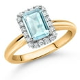 thumbnail image 2 of Gem Stone King 1.31 Ct Sky Blue Topaz G/H Lab Grown Diamond 10K Yellow and White Gold Halo Engagement Ring (Size 7), 2 of 4