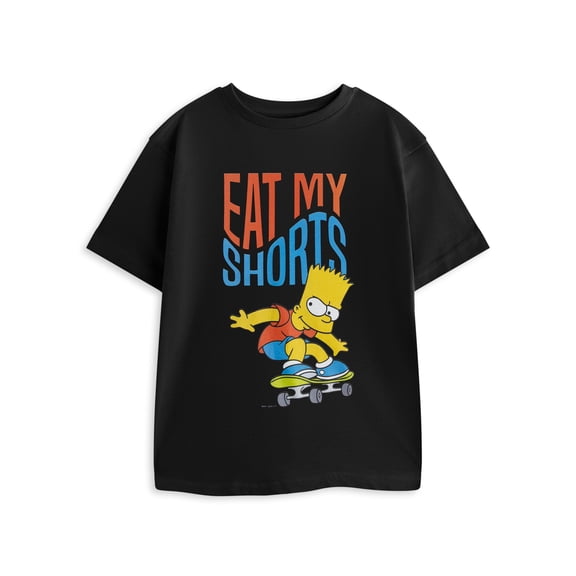 The Simpsons Eat My Shorts Boys Black Short Sleeved T-Shirt | 5-6 Years | Made by Vanilla Underground