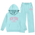 thumbnail image 4 of ITSAME Girls 2-Piece Letter Print Hooded Sweatshirt and Wide Leg Pants Set Fleece-Lined Warm Outfit Size 5T, 4 of 6