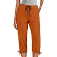 thumbnail image 5 of DuoJiaJ Womens Capri Pants, Elastic Waist with Pockets Loose Fit Casual Orange S, 5 of 7