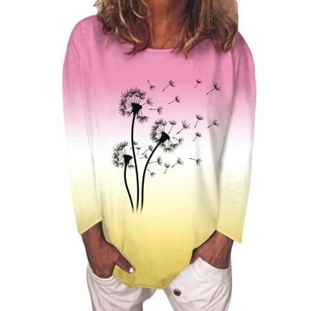 

Blouse Spring Autumn Gradient Print Casual Women Shirt Long Sleeves Home Office
