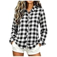 thumbnail image 6 of Besolor Button down Shirts for Women Plaid Long Sleeve Lapel Shirt Slim Fitting Business Casual Tops(X-Large,Black), 6 of 7