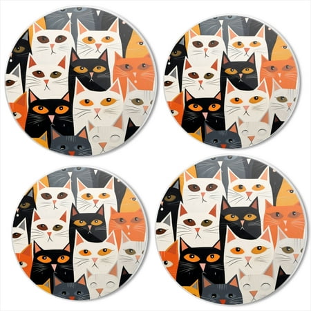 

BaHomeck Electric Stove Burner Covers Set of 4 Round Metal Gas Stove Burner Covers 8 Inch and 10 Inch Kitchen Decor Lots Of Cute Kittens Of Different Sizes And Colors
