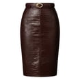 thumbnail image 4 of ZHOGXU Women's High Waist Midi Pencil Skirt Faux Leather Bodycon Split Back Skirts For Party Daily Wear,Brown,S, 4 of 4