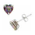 thumbnail image 4 of 14k White Gold 3mm Heart Created Mystic Sapphire Stud Earrings Plated by Paris Jewelry, 4 of 4
