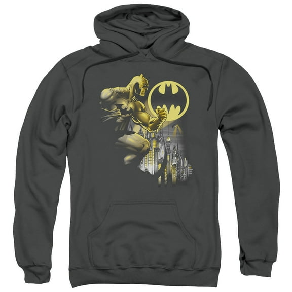 Batman Bat Signal Adult Pullover Hoodie Sweatshirt Charcoal