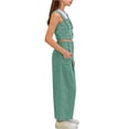 thumbnail image 3 of ITSAME Girls Outfit 2-Piece, Button Up Denim Vest and Flared Jeans Summer Fashion Casual Clothes Green Size 12, 3 of 6