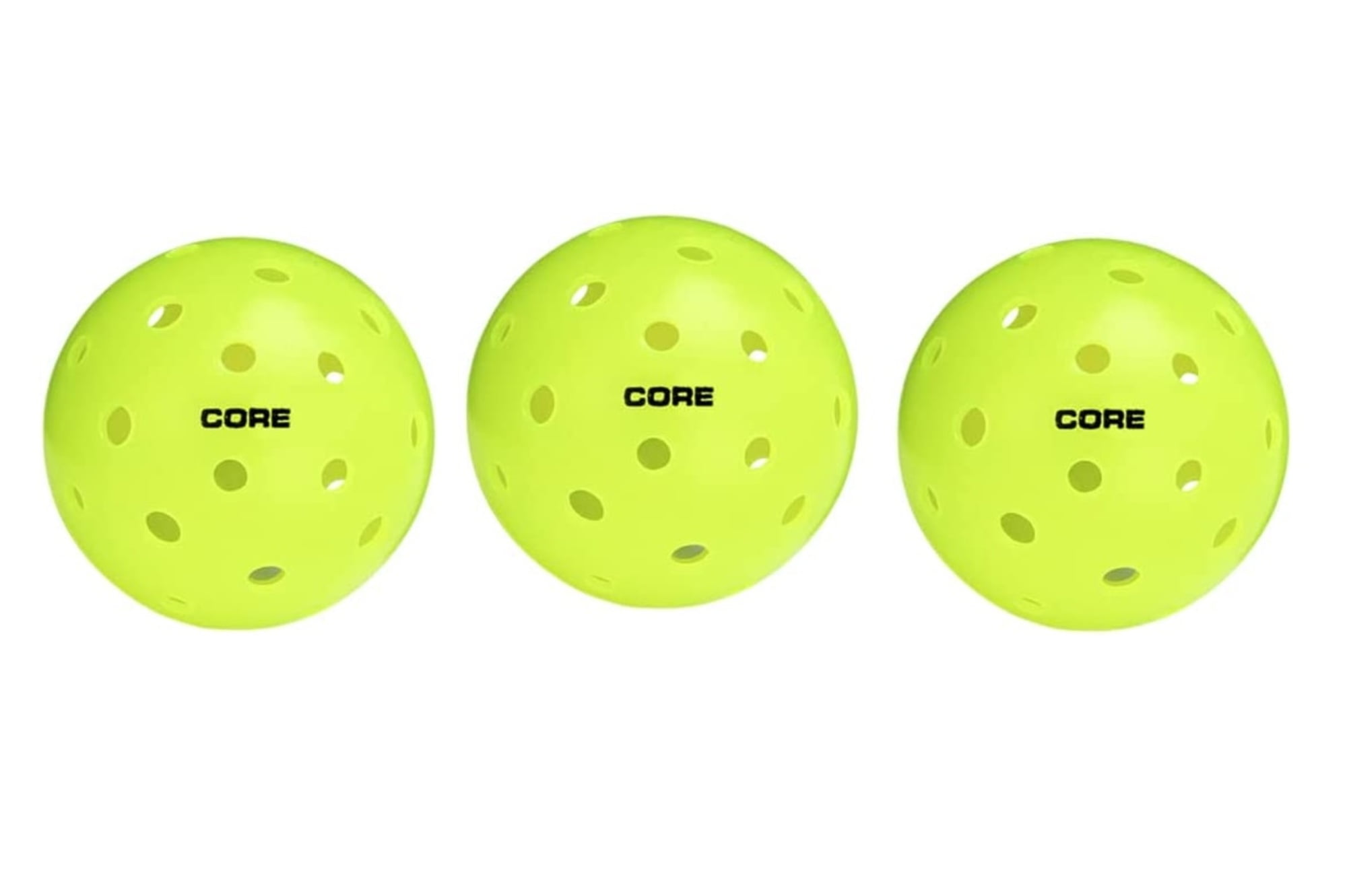 CORE Pickleball Balls for Beginner to Pro Players - USAPA Approved Indoor Outdoor, 40 Hole (Neon Green, 3 Pack)