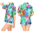 thumbnail image 4 of HAPPY BAY Button Down Shirt for Women Floral Summer Beach Party Blouses Shirt Blouse Short Sleeve Vacation Tops Casual Hawaiian Shirts for Women S Flower Leafs, Blue, 4 of 5