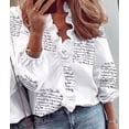 thumbnail image 4 of Womens Dressy Casual Blouse Business Long Sleeve Tops Ruffle V Neck Work Shirt Fall Outfit Long Sleeve - Letters S, 4 of 7