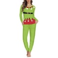 thumbnail image 2 of Renewold Elf Graphic Family Christmas Pajamas Matching Sets Long Sleeve Nightwear Pjs Pants Bottoms with Big Pocket 2pcs Soft Women Scoop Neck Jammies Size 6XL, 2 of 5