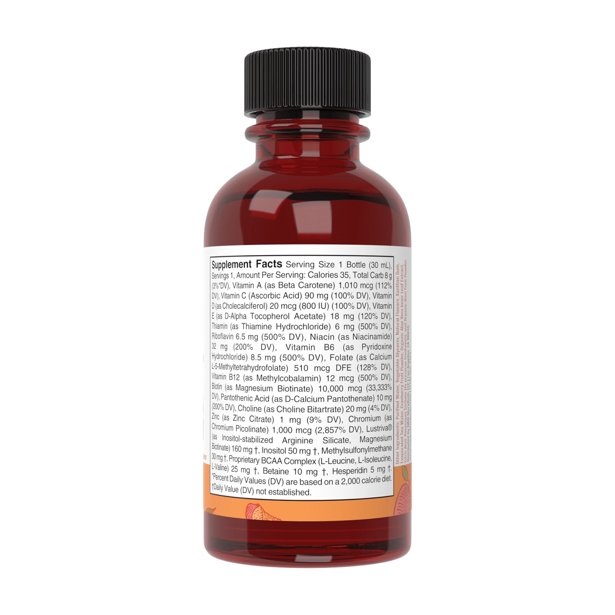 MaryRuth Organics Liquid Morning Multivitamin + Hair Growth, Peach Mango, 1 fl oz