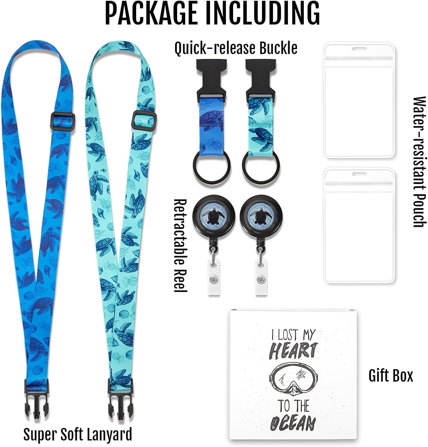 TrendMallOasis  Cruise Lanyards, Adjustable Lanyard with Retractable Reel, Waterproof ID Badge Holder for All Cruises Ships Key Cards, 2pack