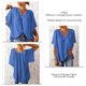 thumbnail image 3 of Blusa de manga corta con cuello en V, ajuste holgado, Color puro, suave, transpirable, Top informal para mujer para viajes diarios de trabajo, 3 of 6