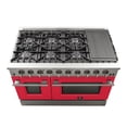 thumbnail image 6 of Forno Galiano 48-Inch Freestanding Gas Range, Stainless Steel, 8 Burners, 107,000 BTU, Griddle, Double Ovens, Energy Efficient, Red Doors, 6 of 6