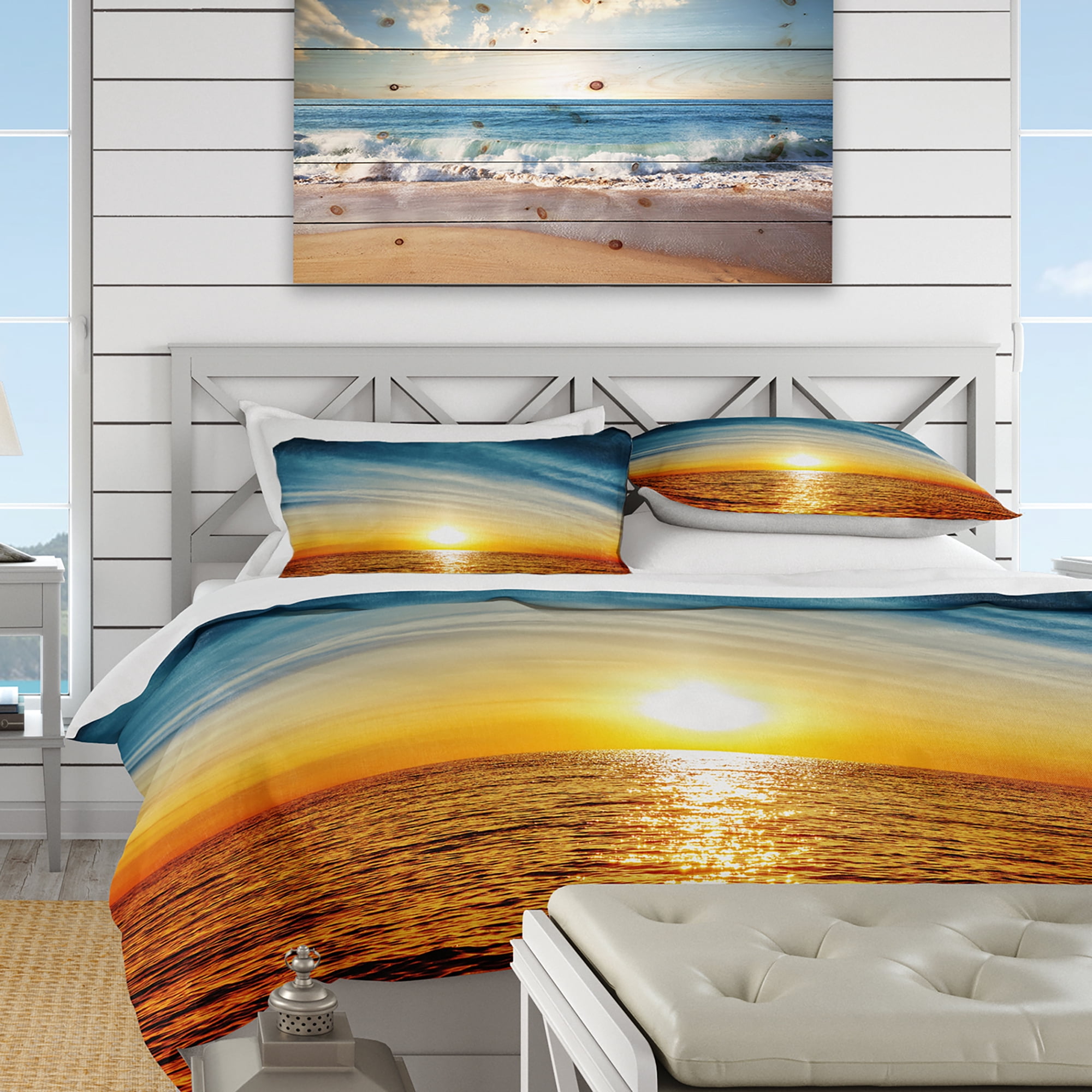 Designart 'Brilliant Texture of Sea Currents' Beach Duvet Cover Set
