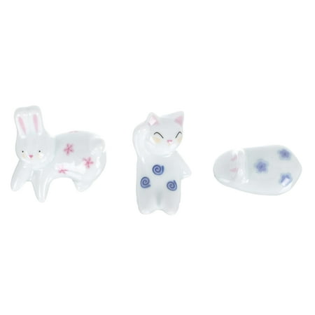 

3 Pcs Ceramic Chopstick Rest Cat and Bunny Shape Chopsticks Stand Chopsticks Trays
