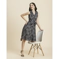 thumbnail image 4 of Moomaya Womens V Neck Midi Dress, Sleeveless Flared Shift Dress, 4 of 9