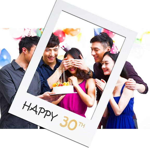 KALLORY 1Pcs Photo Booth Frame Birthday Picture Frame Cutouts White Paper 26.8 x 18.9 in