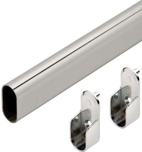 Photo 1 of 48 Polished Chrome Closet Rod With 2 End Supports