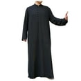 ATIENUBEE Mens Shirts Abaya Arab Kaftan Robes Loose Stand Round Neck