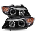 thumbnail image 1 of ACANII - For [Halogen Model] 2006-2008 BMW E90 3-Series Sedan LED Halo Black Projector Headlights Headlamps Assembly, 1 of 4