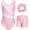 Pink, variant on Girls Gymnastics Leotards with Sparkly Rhinestones, Shorts & Hair Scrunchie 3 PCS Activewear Set for Youth 3-12Y