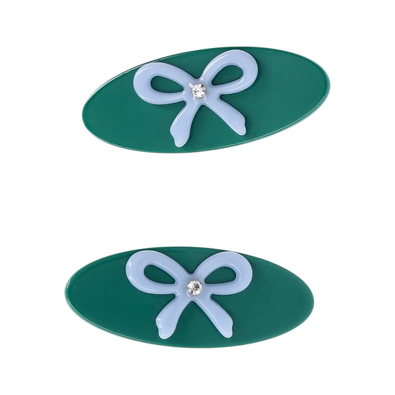No Boundaries Acrylic Bow Hair Clips, 2-Pack, Green/Blue, Women's