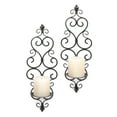 thumbnail image 3 of Set of 2 Black Fleur-De-Lis Candle Wall Sconces 15.5", 3 of 4