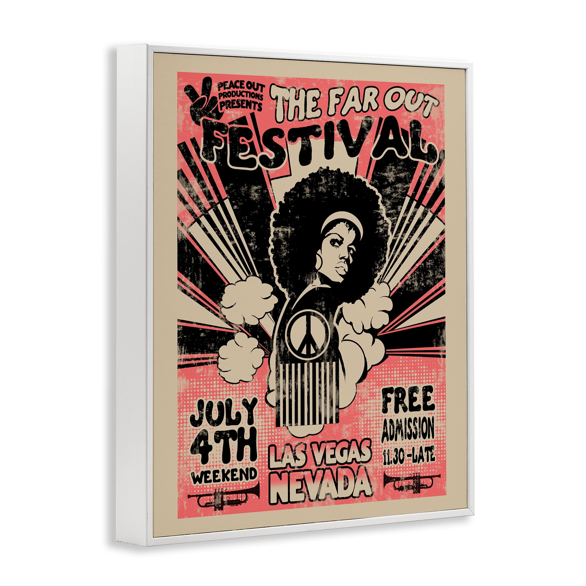 Stupell Industries Retro Far Out Festival Poster White Framed Giclee Art, design by Ali Chris