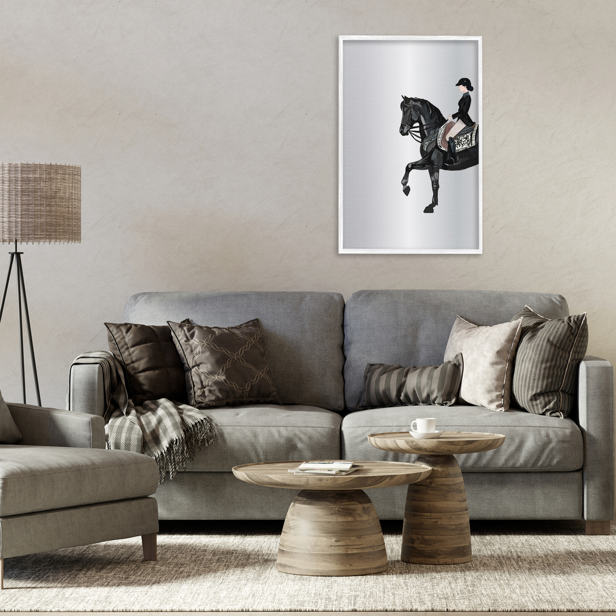 Stupell Industries Silver Rider Jockey Animals & Insects Painting White Framed Art Print Wall Art, 20 x 30
