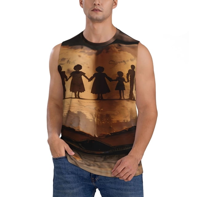 Fotbe Vintage Family History Book Men's Camiseta sin Mangas Estampada para Hombres, Playera Casual para Gimnasio, Entrenamiento, Playa-3X-Large