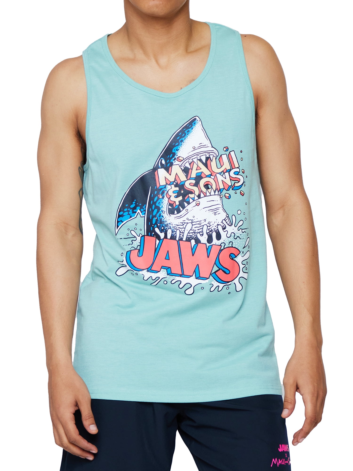Maui and Sons x Jaws Men's & Big Men's Graphic Tank Top, Sizes S3XL