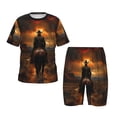 thumbnail image 1 of Fotbe Western Rainy Desert Cowboy Pijama Estampada de 2 Piezas para Niños – Ropa de Dormir de Manga Corta Cómoda para Niños y Niñas, Camiseta y Shorts de Algodón-3X-Large, 1 of 6