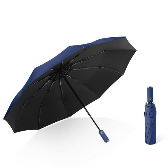 Hyknon Windproof Travel Umbrella for Rain Automatic Foldable Inverted Umbrella Lightweight Navy Small Umbrella for Women & Men Sun Protect