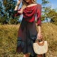 thumbnail image 4 of Romantic Rose Red And Grey Dress Summer Dresses Woman Street Style Big Size Casual Dress, 4 of 9