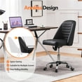 thumbnail image 5 of Alden Design Modern Tufted Faux Leather Home Office Armless Desk Chair, Black, 5 of 6