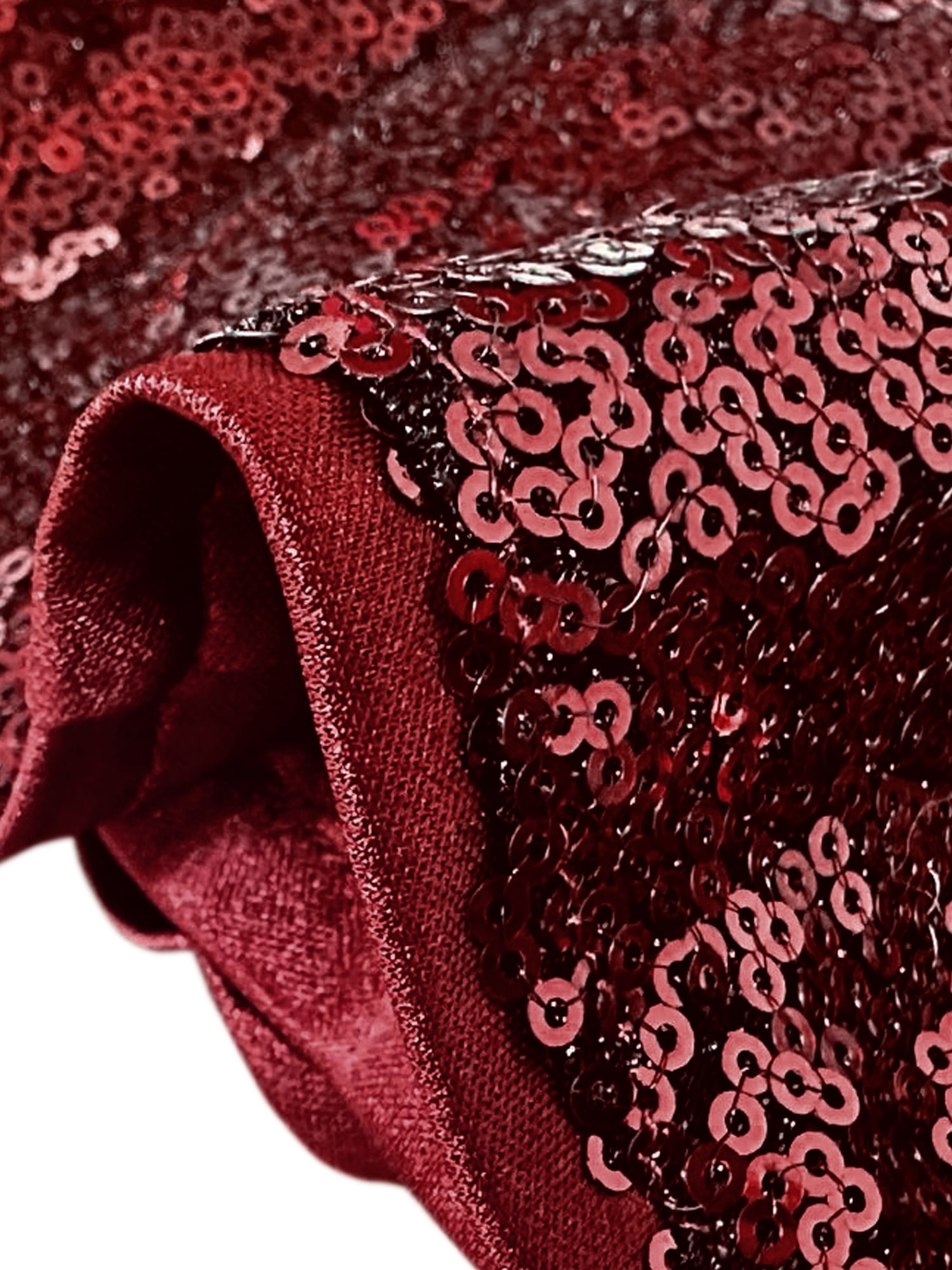 DARING DIVA Women's Midrise Solid Sparkle Coctail Elastic Waist Sequin Shorts M Dark Red