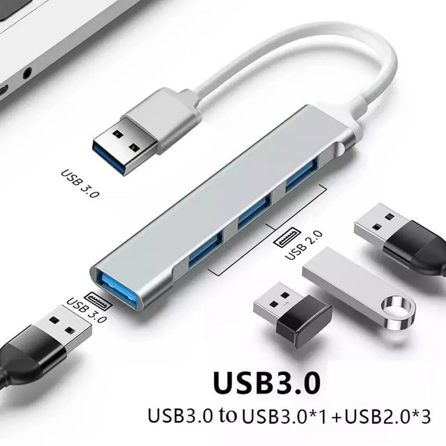 WIFKLSIIPG 4 in 1 USB Hub Expander Four Port Hub Extension Dock for External Computer and Smartphone Converter