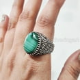 thumbnail image 6 of Malachite Mans Ring, Natural Green Malachite, Spiritual, Silver Jewelry, 925 Silver Ring, Birthday Gift, Heavy Mens Ring, Arabic Design, Ottoman Style Ring, Christmas, Turkey Mens Signet Ring, 6 of 7