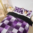 thumbnail image 3 of Homewish Purple Gradient Plaid Twin Duvet Cover,Vintage Artwork Twin Bedding,Black Reversible,2-Piece,1 Duvet Cover and 1 Pillowcase, 3 of 6