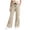 Khaki, variant on Girls Drawstring Elastic Waist Wide Leg Sweatpants, Solid Color Soft Stretch Kids Bell Bottom Jogger Trousers for Spring Autumn Daily Casual School Wear(Khaki,7-8 Years)