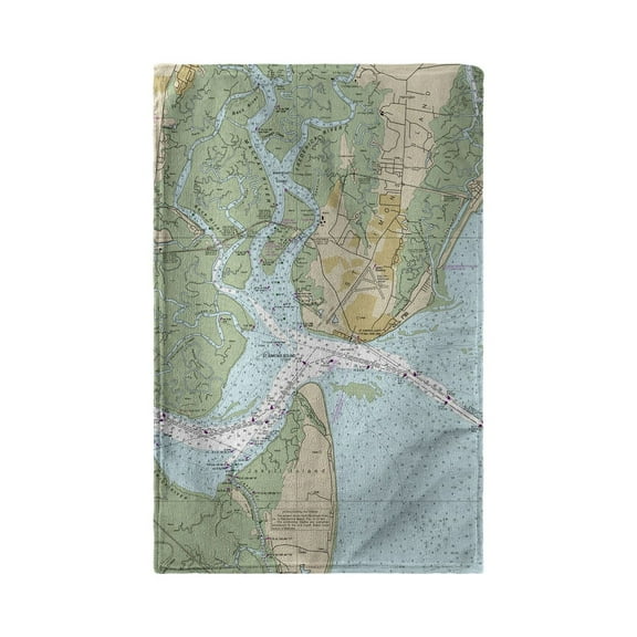 Betsy Drake BT11506 St Simons Sound, GA Nautical Map Beach Towel - 30 x 50 in.